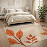 Orange Autumn Leaves Framed Area Rug