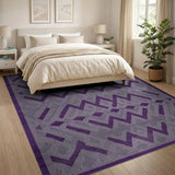 Purple Gray Geometric Chevron Area Rug