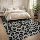 Grey Leopard Print Area Rug