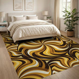 Swirling Brown Tan Abstract Abstract Area Area Rug