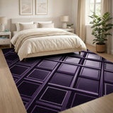 Purple Geometric Diamond Grid Area Rug