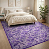 Vintage Purple Floral Vine Area Rug