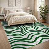 Green Wavy Line Area Rug