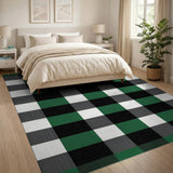 Rustic Farmhouse Bold Green Black Buffalo Check Area Rug