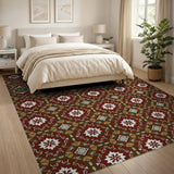 Red Red Heritage Tribal Geometric Area Rug