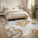 Orange Persian Floral Motif Area Rug