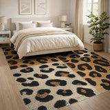 Leopard Print Textured Area Rug