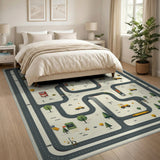 ODIKA Washable Kids Construction Road Map Play Rug - Non-Slip & Low Pile