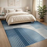 Navy Blue Abstract Geometric Area Rug