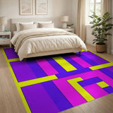 Vibrant Geometric Rug in Purple Pink Yellow Blue