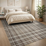 Brown and Tan Brown Tan Plaid Rustic Area Rug