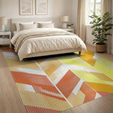 Geometric Modern Vibrant Orange Chevron Geometric Area Rug
