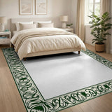 Art Nouveau Green Floral Border Area Rug