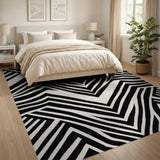 Bold Zigzag Black White Geometric Area Rug