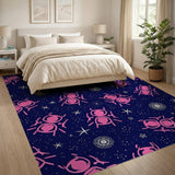 Pink Astronaut Ants Cosmic Stars Rug