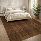 Brown Plaid Rustic Farmhouse Area Rug