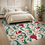 Whimsical Mushroom Fruit Moon Pattern Rug