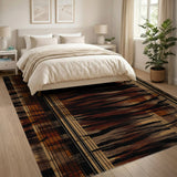Distressed Brown Tiger Plaid Area Rug