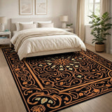 Ornate Orange Floral Persian Area Rug