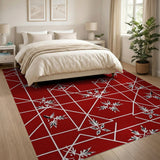 Red Red Geometric Starburst Area Rug