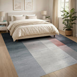 Distressed Grey Vertical Stripe Area Rug
