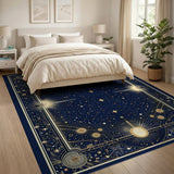 Celestial Navy Gold Starry Universe Area Rug