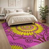 Pink Sunflower Mandala Area Rug