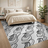 Playful Sneakers Black White Area Rug