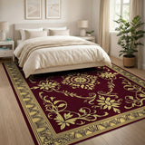 Burgundy Gold Ornate Persian Area Rug
