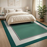 Deep Teal Green Abstract Area Rug