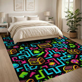 ODIKA Retro Pixel Art Gaming Washable Area Rug - Low Pile & Non-Slip