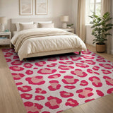 Pink Leopard Print Tufted Shag Area Rug