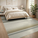 Geometric Modern Beige Neutral Horizontal Stripe Area Rug