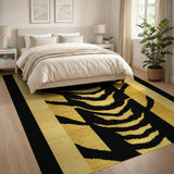 Luxury Black Gold Tiger Stripe Area Rug