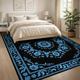 Blue and Teal Blue Floral Persian Area Rug