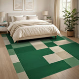Green Geometric Block Area Rug