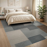 Modern Grey Geometric Block Area Rug