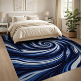 Hypnotic Navy Swirl Abstract Area Rug