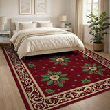 Festive Holly Starburst Red Area Rug