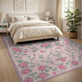 Blush Pink Peony Floral Floral Vintage Area Rug