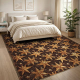 Embossed Gold Star Distressed Area Rug