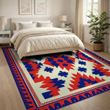Bold Red Navy Geometric Southwestern Rug
