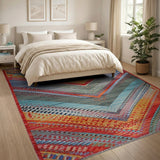 Vibrant Multi-Color Zigzag Geometric Area Rug
