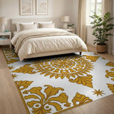 Elegant Gold Medallion Traditional Persian Rug