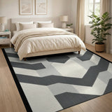 Modern Geometric Chevron Black White Area Rug