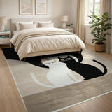 Yin-Yang Black White Cats Area Rug