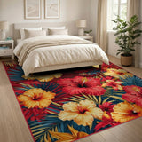 Vibrant Hibiscus Coastal Area Rug