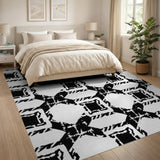 Black White Geometric Lattice Geometric Modern Area Rug