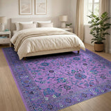 Traditional Persian Elegant Purple Floral Persian Area Rug