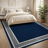 Navy Greek Key Border Area Rug